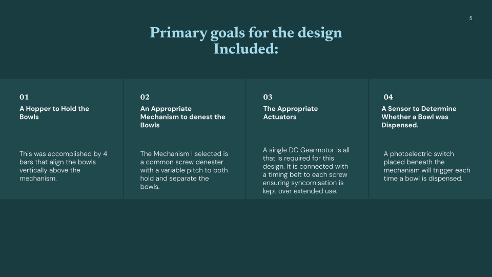 Slide 5 — Primary goals for the design